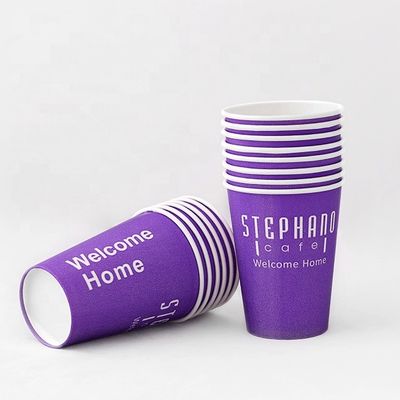 Ungu Plastik Bebas Single Wall Paper Cup 24oz 675ml Custom Paper Coffee Cups 90mm