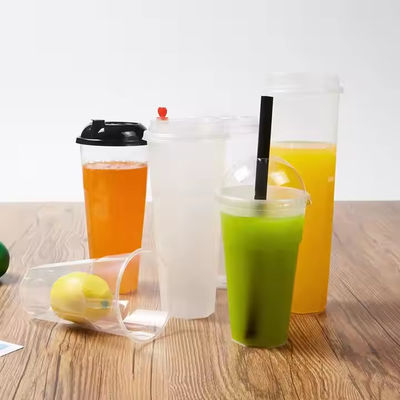 Satu kali pakai 1000ml PP Plastik Cup Sesuai Logo Iced Coffee Takeaway Cup