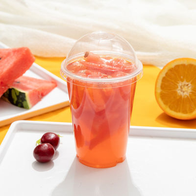 Biodegradable PLA Plastic Cup 550ML dicetak logo gelas minuman dingin dengan tutup