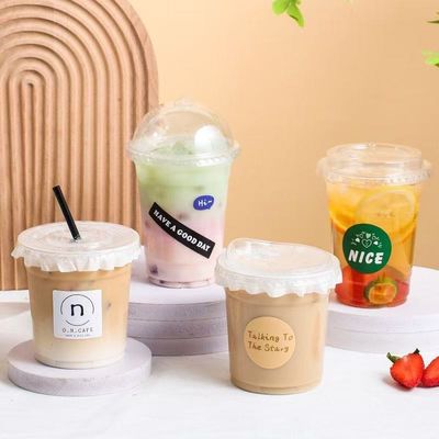 Satu kali pakai cangkir plastik transparan untuk hewan peliharaan dengan logo khusus cangkir kopi es