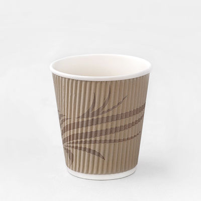 Biodegradable Ripple Wall Paper Cup 12oz Minum Panas Kraft Ripple Paper Cups