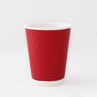 Daur ulang 430ml Ripple Wall Cups 12oz Ripple Paper Cups Plastik Bebas Lapisan