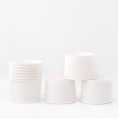 Disposable 120ml Paper Bowl Custom Logo Putih Kraft PE Lapisan Untuk Makanan Dan Sup