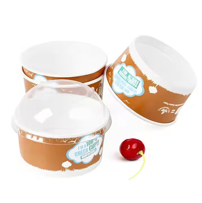 600ml Microwave Disposable Bowls Cardboard Logo Pribadi Kertas Putih Ice Cream Cups