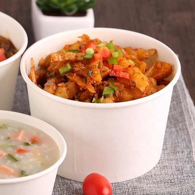 1100ml kertas Cangkir Dessert Kemasan Makanan Noodle Salad Container 66mm