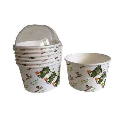 Compostable 120ml Paper Bowl Putih Kraft PLA Lapisan kertas sekali pakai es krim cangkir