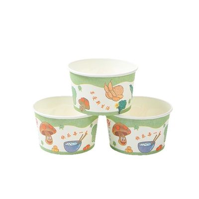Makanan Untuk Pergi Kertas Mangkuk Makanan 600ml Soup Box Container Portable Salad Bowl PLA dilapisi