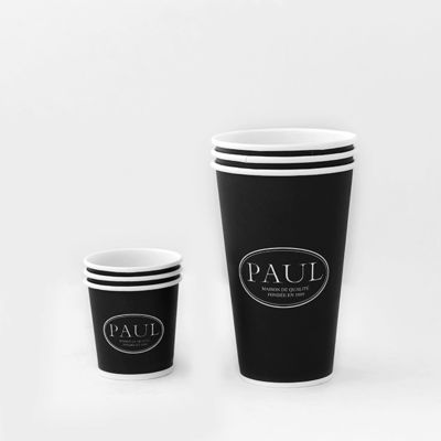 Hitam 540ml Single Wall Paper Cup 16oz PE Lapisan Satu kali pakai dicetak kertas cangkir