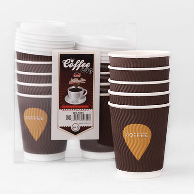 8oz Kraft Ripple Paper Cups 92mm PE dilapisi Hot Coffee Paper Cup