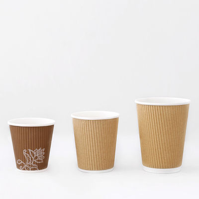Pemesanan Ripple Wall Paper Cup 10oz Minuman Panas 90mm Minuman Dingin