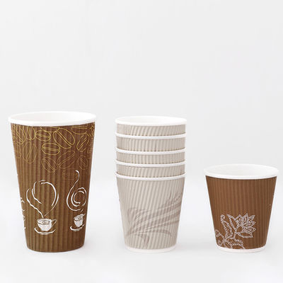 Kraft Ripple Cups sekali pakai 12oz 430ml Cold Drink Cups sekali pakai Waterproof