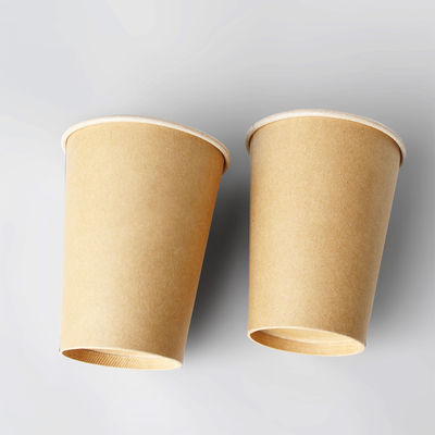 Bahan makanan Brown Kraft Paper Cup Plastic Free Coated Single Wall Kraft Hot Cups