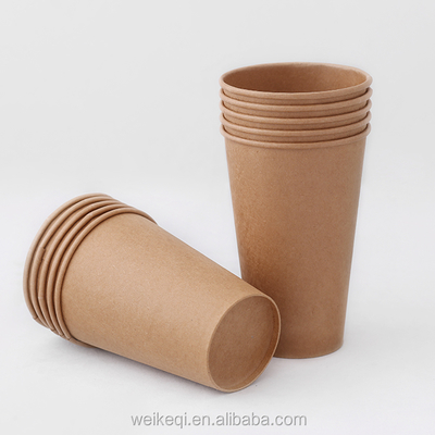 Custom Logo sekali pakai kraft Single Wall Paper Cup 3oz sampai 32oz