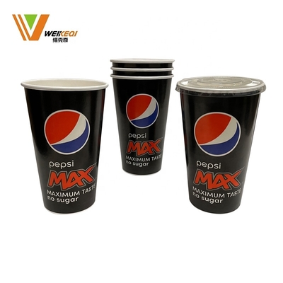 Cangkir Kertas Dinding Tunggal Sekali Pakai Cetak Kustom untuk Minuman Es